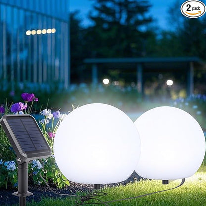 Outdoor Globe Light 2 Pack Solar Waterproof Garden Pathway Lights Outdoor Lights for Yard Patio Walkway Landscape In-Ground Spike