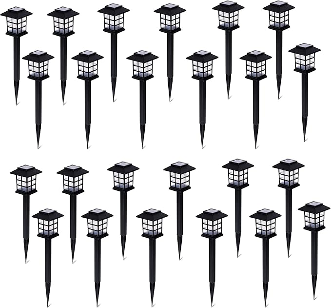 ZONETECH Outdoor Solar Powered Light – LED Twenty-Four Pack Bright Premium Quality Rain-Proof Walkway Path Patio Yard Lawn Garden Lamp (24 Pieces)