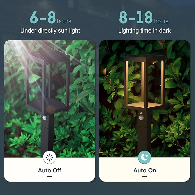 Solar Landscape Path Lights 24in Outdoor Waterproof Modern Driveway Lights,LED Motion Sensor Garden Lamp Bollard Light 3000K 600LM for Walkway Yard Patio Lawn,Black