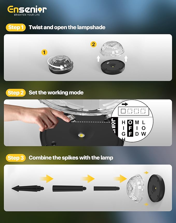Ensenior Solar Pathway Lights IP65 Waterproof, RGB Color Changing & 3000K Warm White, 8-16Hr Runtime, Flower | Lumora