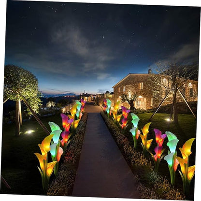 Milisten 2pcs Solar Garden Lights Led Flower Outdoor Landscape Lamp for Driveway Pathway Solar Lights