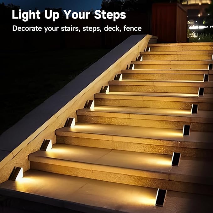 GEEKHOM LED Solar Step Lights Waterproof: Auto-On/Off Warm White & Color Changing for Outside - Outdoor Path Light | Lumora