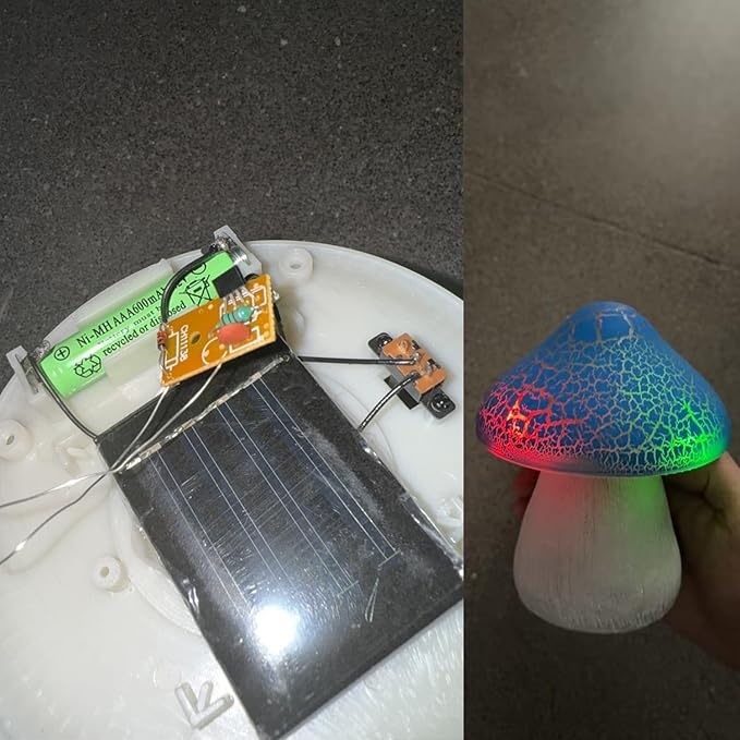 Macarrie 2 Pcs Mushroom Solar Lights Decor Garden Outdoor 4.7x5.7 Inch Solar Lights Waterproof Garden Pathway Landscape Lamp Gift for Spring Easter Summer Yard Lawn Patio Decoration(Red, Blue)