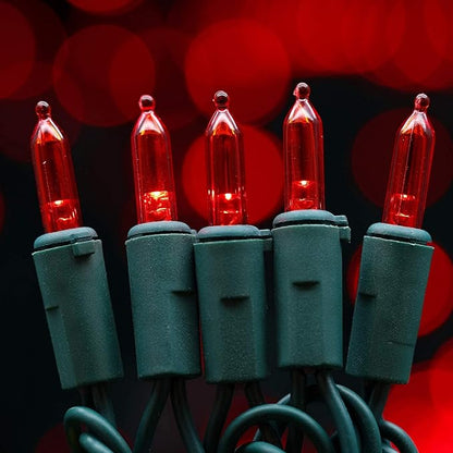 200 Count Red LED Christmas Lights, 66 ft Green Wire UL Certified Commercial Grade Holiday String Light Set (Red)