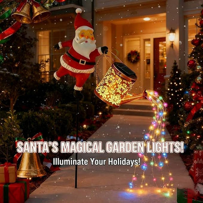 2026 New Christmas Solar Kettle Lights Garden Lawn Decorative Lights Santa Kettle Ground Lamp Solar Led Night, Outdoor Christmas Decor for Pathway Yard Patio (Colorful Light)