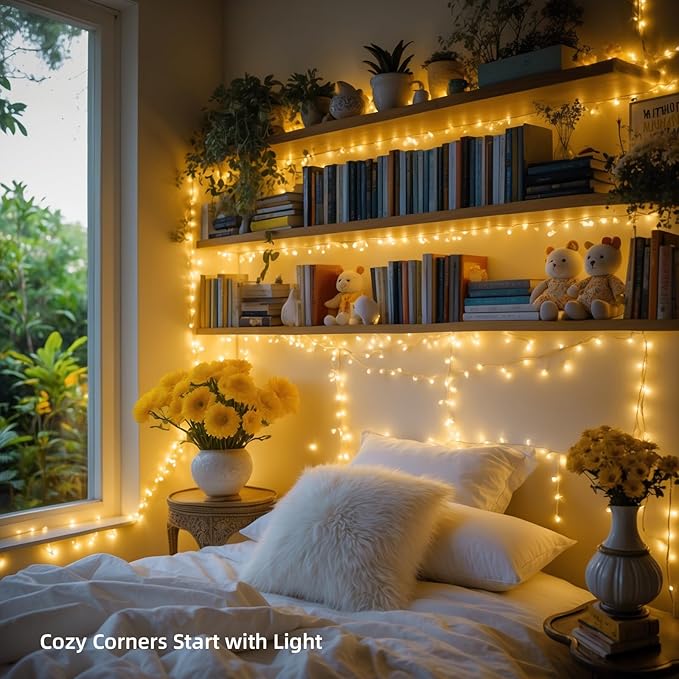 100 LED String Lights 33ft Warm White, Plug in Fairy Lights with 8 Lighting Modes, Indoor Outdoor Christmas Lights | Lumora