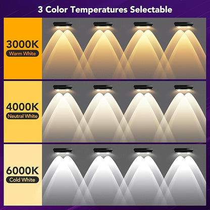 Solar Fence Lights Outdoor,2 Pack Waterproof LED Solar Powered Deck Light with Ultra Bright LED Lens,3000K/4000K/6000K Selectable,12+ Hours Steady Glow for Step,Railing,Backyard,Wall