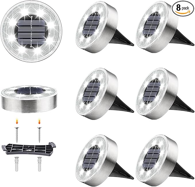 Mulit-Purpose Solar Ground Lights Outdoor - 8 Pack IP68 Waterproof Solar Powered Deck Lights Outdoor Landscape | Lumora