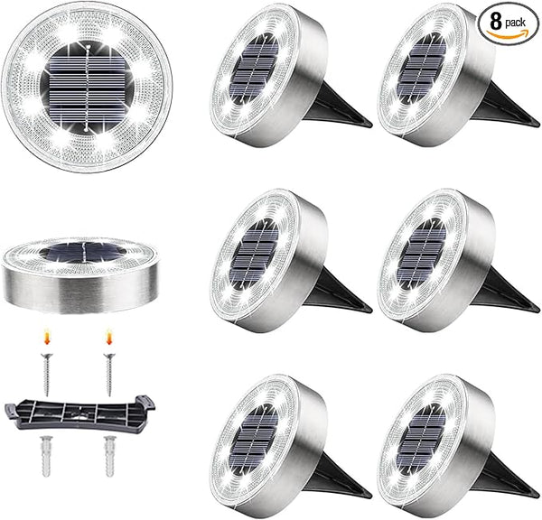 Mulit-Purpose Solar Ground Lights Outdoor - 8 Pack IP68 Waterproof Solar Powered Deck Lights Outdoor Landscape | Lumora