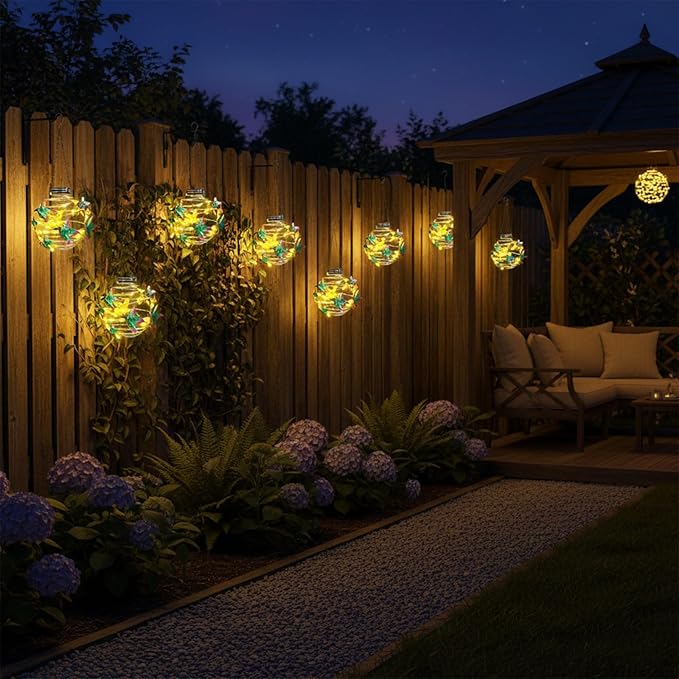 2 Pack Hummingbird Solar Lights Outdoor Hanging Lantern with Handle, Solar Powered Hummingbird Garden Decor for | Lumora