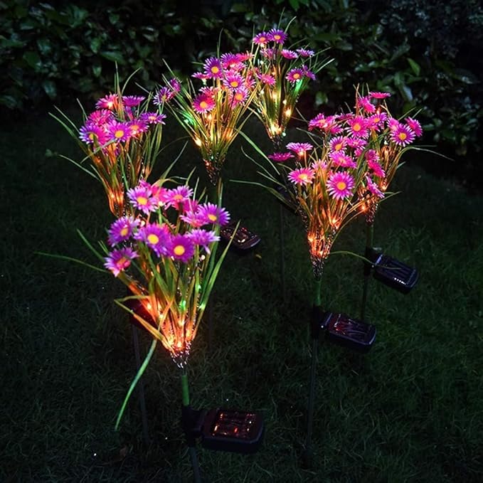 Solar Garden Stake Lights,28 LED Daisy Flower Decorative Lights Outdoor Waterproof Solar Powered Landscape Lights for Yard/Patio/Walkway/Pathway/Path Light (Pink)