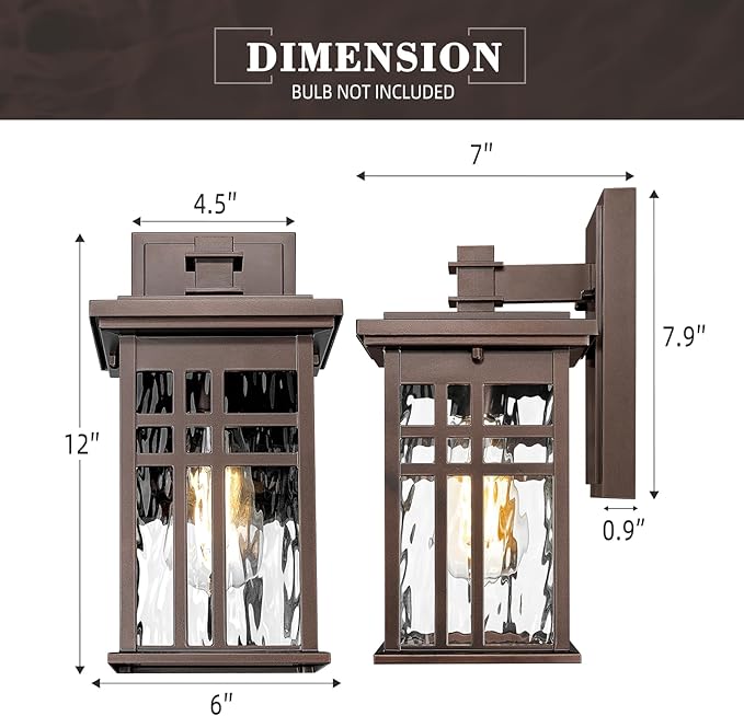 zeyu 12 Inch Patio Wall Light Fixture, 2 Pack Outdoor Modern Wall Lights, Die-Cast Aluminum, Oil Rubbed Bronze | Lumora