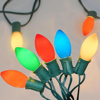 SUNSGNE Vintage C9 LED Christmas Lights Outdoor, 25FT C9 Retro Christmas Lights with 25 LED Shatterproof Bulbs for Roofline Holiday Party Indoor Outdoor Garden Patio Backyard Xmas Decoration