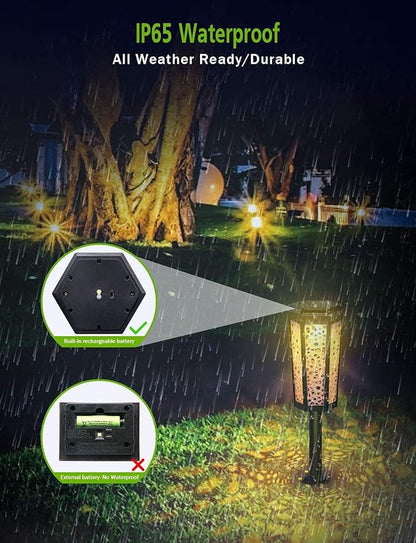 cjc Solar Pathway Lights, Auto On/Off Waterproof Outdoor Solar Garden Lawn Lights 2 Working Modes Decorative LED Landscape Lights for Path, Patio, Yard, Lawn, Walkway, Driveway, Pool, Set of 8
