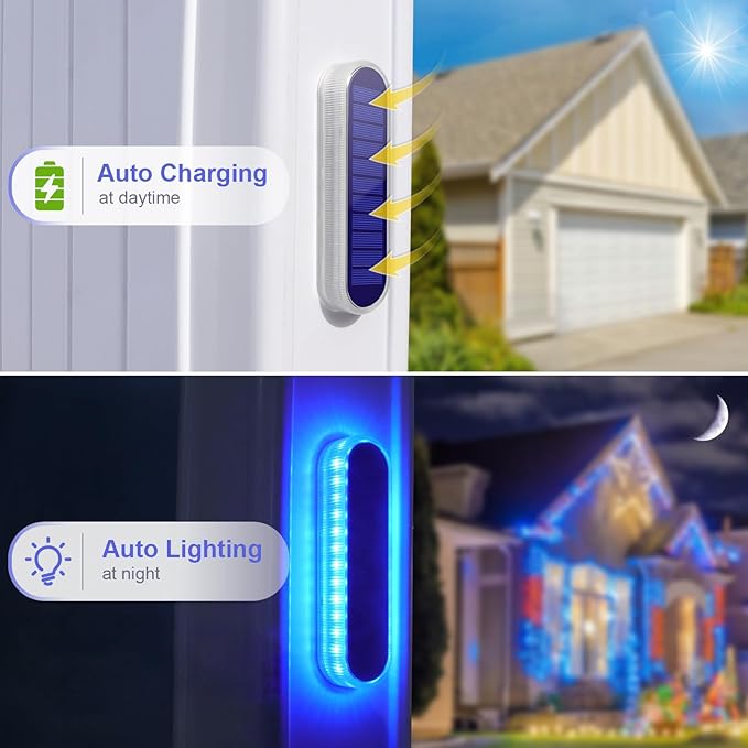 YiLaie Blue Solar Lights for Outside Auto ON/Off, Small Stick on Solar Strip Lights Outdoor Waterproof for Stair | Lumora