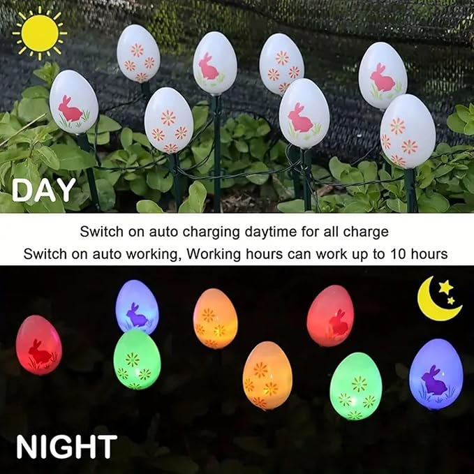 20 Pack Solar Eggs Stake Lights for Easter Decor, 3 Lighting Modes, Outdoor Waterproof Colorful Solar Light for Garden Pathway Light Cemetery Grave Porch Walkway Easter Theme Decorations