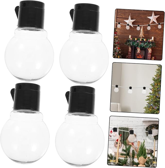 SUPVOX 20pcs LED Globe Bulb String Light Replacements Transparent Plastic Lamp Bulbs with Black Caps for Hanging String Lights DIY Accessories for Indoor Outdoor Festive Decoration