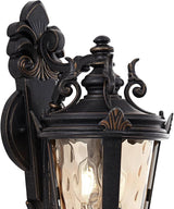 John Timberland Casa Marseille European Outdoor Wall Light Fixture Bronze Scroll 21 3/4" Champagne Hammered Glass | Lumora