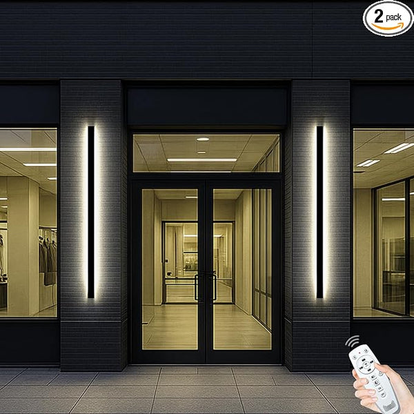 Modern Outdoor Wall Lights, 79 in Outdoor Wall Sconce with Remote 3CCT Dimmable, Black Waterproof Linear Exterior | Lumora