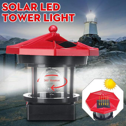 Garden Solar Lights, Outdoor LED Solar Lighthouse, Durable Rotatable Waterproof Solar Lights for Pathway (Black - L)