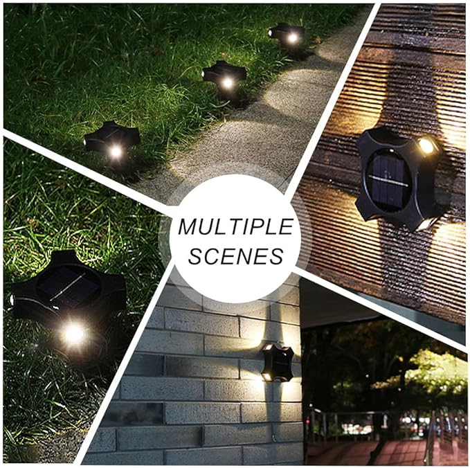 Solar Ground Lights Outdoor, IP65 Waterproof Landscape Lighting for Garden Patio Pathway Lawn Deck Cool White-Warm Light-RGB (Warm Light -4Pack)