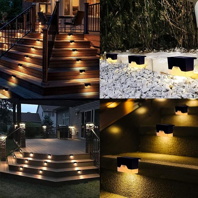 Ulalaza 4Pcs Solar Decking Lights RGB+ Changing Solar Step Lights Outdoor Waterproof Stair Lights for Fence, Deck | Lumora