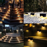 Ulalaza 4Pcs Solar Decking Lights RGB+ Changing Solar Step Lights Outdoor Waterproof Stair Lights for Fence, Deck | Lumora