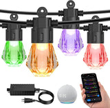 XMCOSY+ 96FT Smart Outdoor String Lights - RGBCWIC Dimmable Acrylic Bulbs, Color Changing LED Patio Lights APP WiFi | Lumora