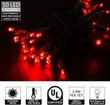UL Listed 50 Count 5mm Red Led Lights,Outdoor Led String Lights For Garden Tree Decorations,17 Feet Green Wire (Red | Lumora