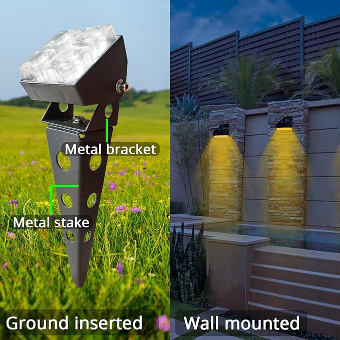 Solar Spot Lights Outdoor Waterproof IP65 Landscape Spotlights with Metal Stake Total 84ft Cable 6-in-1 Warm White | Lumora