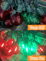 SUNSGNE 50FT Vintage Christmas Lights Outdoor, G40 LED Globe Outdoor Christmas Lights with 27 LED Clear Red Green | Lumora