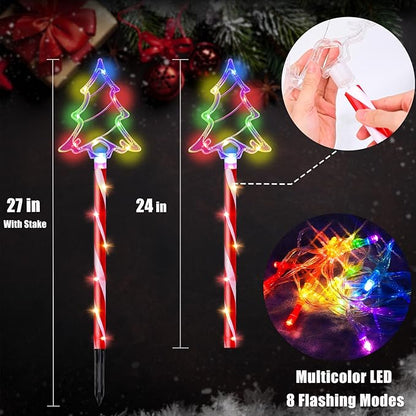 Christmas Pathway Lights Outdoor Decorations, 6/18H Timer 8 Modes, UL588 & IP65 Waterproof - Plug-in 4.5V LED Pathway Light (Not Solar) Pathway Lights Outdoor, Colorful Xmas for Walkway Decor 5 Pack