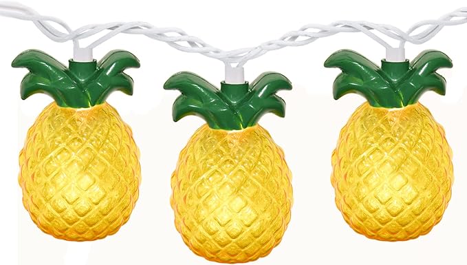 GOOTHY Pineapple String Lights, 8.5Ft Tropical Beach Themed Party Decorations Patio String Lights with 10 Outdoor Pineapple Lights for Home Summer Party Camping Bars Hawaiian Theme Wedding Decor
