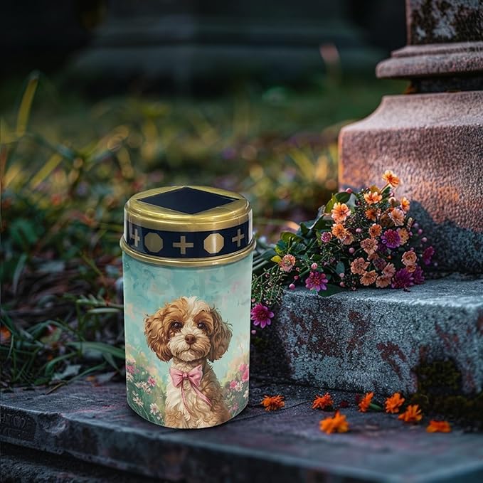 Bow-Tie Dog Solar Lights for Grave Cemetery Light Waterproof Outdoor Lamp Remembrance Gift Lightweight Garden Decorations