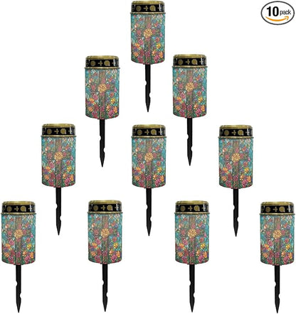 Floral-Cross Outdoor Solar Pathway Lights,Warm White Lantern Garden Lights Solar Powered Walkway Lights Waterproof Landscape Decoration Lighting for Yard Patio Driveway Table Lamp