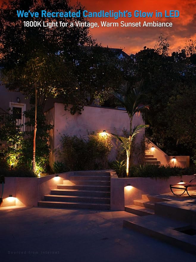 LEONLITE 5CCT Low Voltage Fence Lights, 4inch 3W LED Deck Lights, 12-24V AC/DC Landscape Step Railing Light, CRI90, 1800K/2700K/3000K/4000K/5000K, IP65, UL Listed Cord, Black, Aluminum, Pack of 4