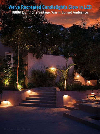 LEONLITE 5CCT Low Voltage Fence Lights, 4inch 3W LED Deck Lights, 12-24V AC/DC Landscape Step Railing Light, CRI90, 1800K/2700K/3000K/4000K/5000K, IP65, UL Listed Cord, Black, Aluminum, Pack of 4