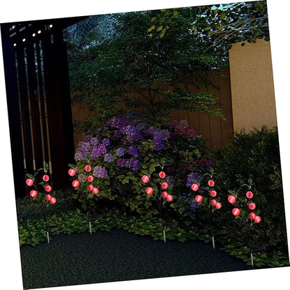 2pcs Outdoor Solar Path Lights Garden Stake Lights Automatic Night Dawn-Off Apple Shape Ground Stake Lamp Landscape Decor Led