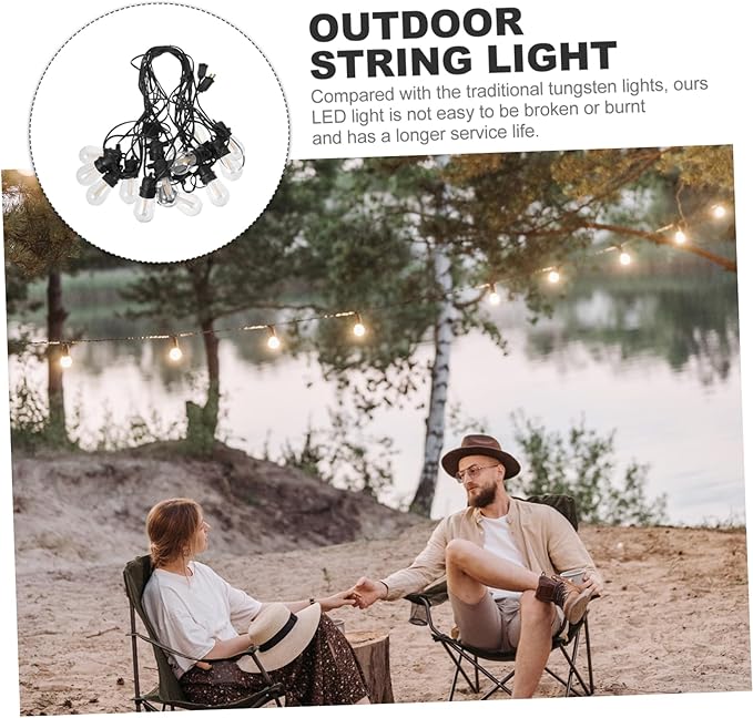Didiseaon 15m Led String Lights for Outdoor Decor Canopy Lights Shatterproof Bulbs for Parties Christmas and Backyard Gatherings