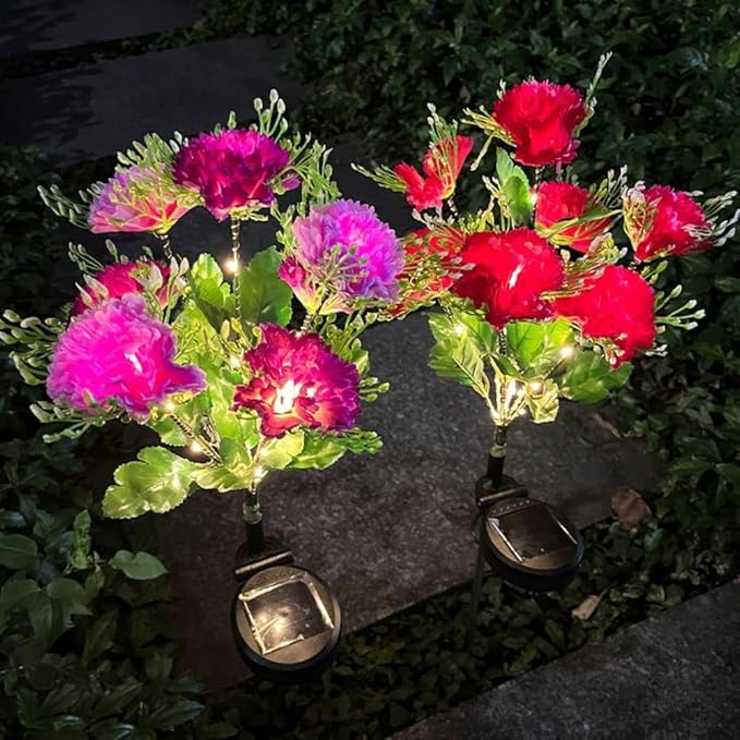 2 Pack Solar Garden Lights IP65 Waterproof LED Stakes 70cm Outdoor Decorative Lighting for Patio Path Lawn Balcony Fence(Color)