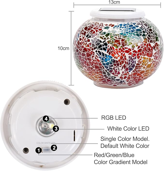 Color Changing Solar Powered Glass Ball Garden Lights，echargeable Solar Table Lights Outdoor Waterproof Solar Night | Lumora