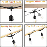 120 FT Outdoor String Lights LED Waterproof with 40 Shatterproof Plastic Warm Edison Bulbs String Bistro Lights for | Lumora