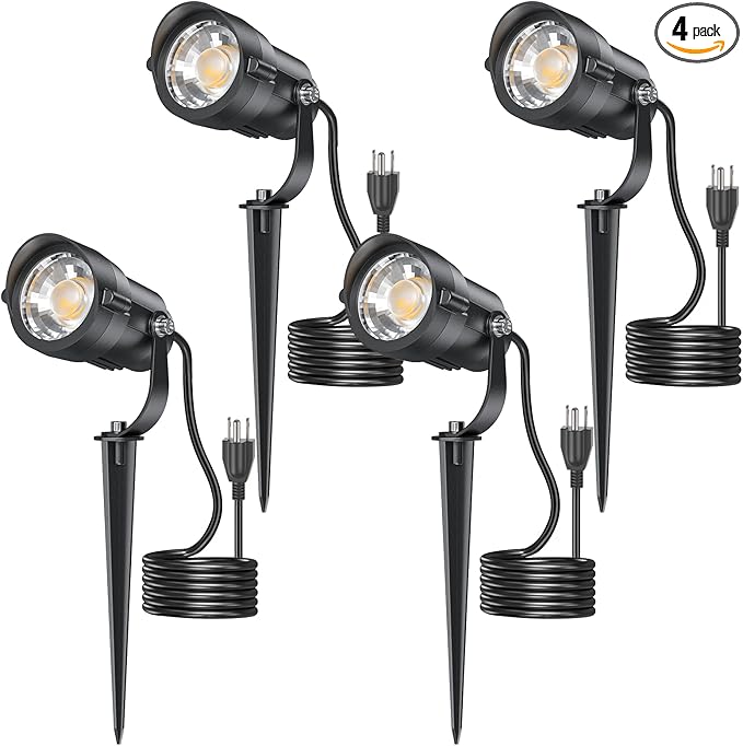 HIBOITEC 12W Spot Lights Outdoor 110V to 120V Landscape Lighting Waterproof Spotlight with 4.9ft 3-Plug LED Plug in | Lumora