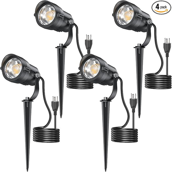 HIBOITEC 12W Spot Lights Outdoor 110V to 120V Landscape Lighting Waterproof Spotlight with 4.9ft 3-Plug LED Plug in | Lumora