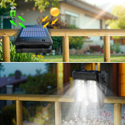 Tryme Small Solar Lights for Chain Link Fence Outdoor Motion Sensor Clip on Solar Lights for Garden Gate Deck Step Patio Camping 4 Pack