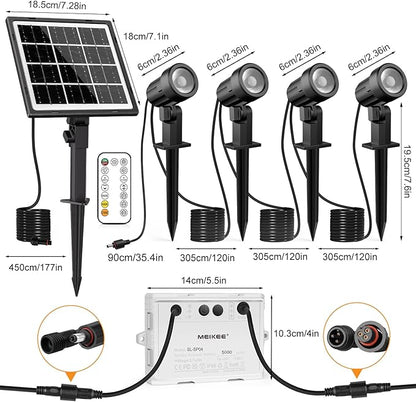 MEIKEE Solar Spot Lights Outdoor, 4-in-1 Solar Landscape Lights, 4W/6V IP66 Waterproof, 2700K/4000K/6500K Outdoor Landscape Spotlights with Remote for Garden Yard Driveway