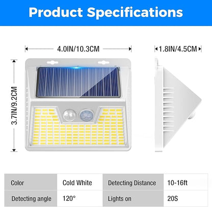 Solar Lights Outdoor Waterproof, 10 Pack 140LED Ultra-Bright Motion Sensor Light, 3 Modes Solar Powered Fence Lights, Solar Security Wall Lights for Garden Yard Outside(Cool White)
