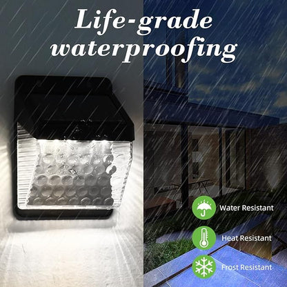 2 Pack Solar Outdoor Lights Waterproof Garden Landscape Lights UP and Down Illuminate Sunlight Lamp for Fence, Yard, Wall Decor solar Spot Lights Outdoor Solar Security Lights Cool Stuff (White)