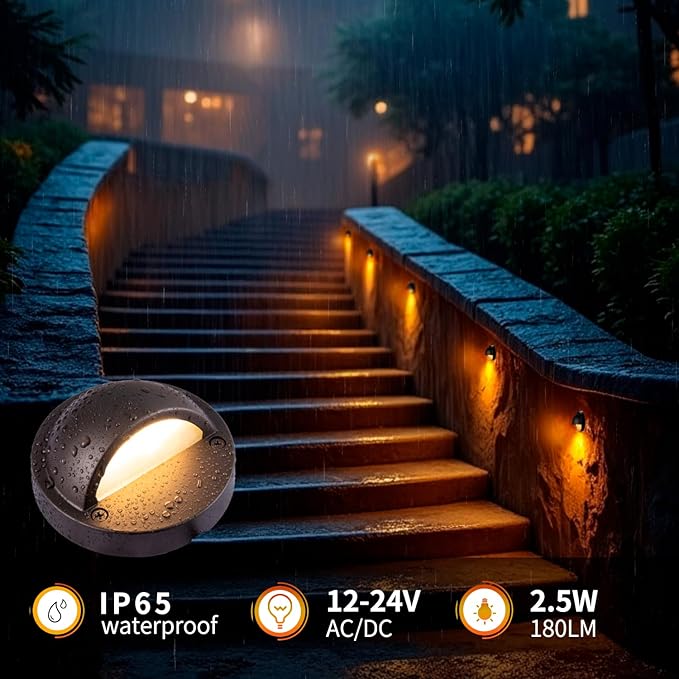 LED Low Voltage Deck Lights 2700K Landscape Railing Fence Light 180LM 12-24V AC/DC Aluminum Housing Outdoor Step | Lumora