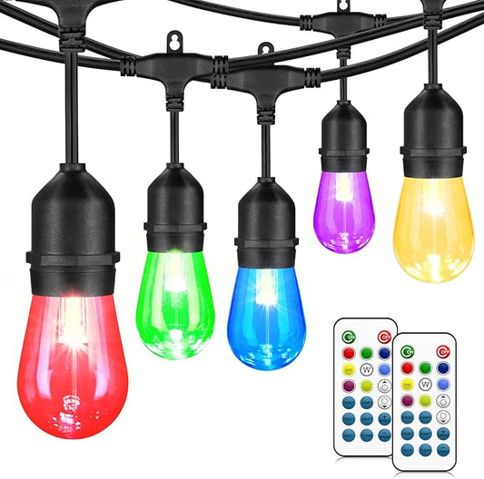 Mlambert 48FT RGB Outdoor Patio Lights Bundle with 1 Controller Box and 1 Remote